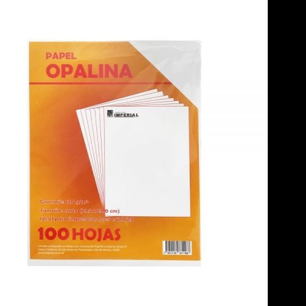 PAPEL OPALINA 115GR CARTA PAQ. C100H.BLANCA IMPERIAL C40
